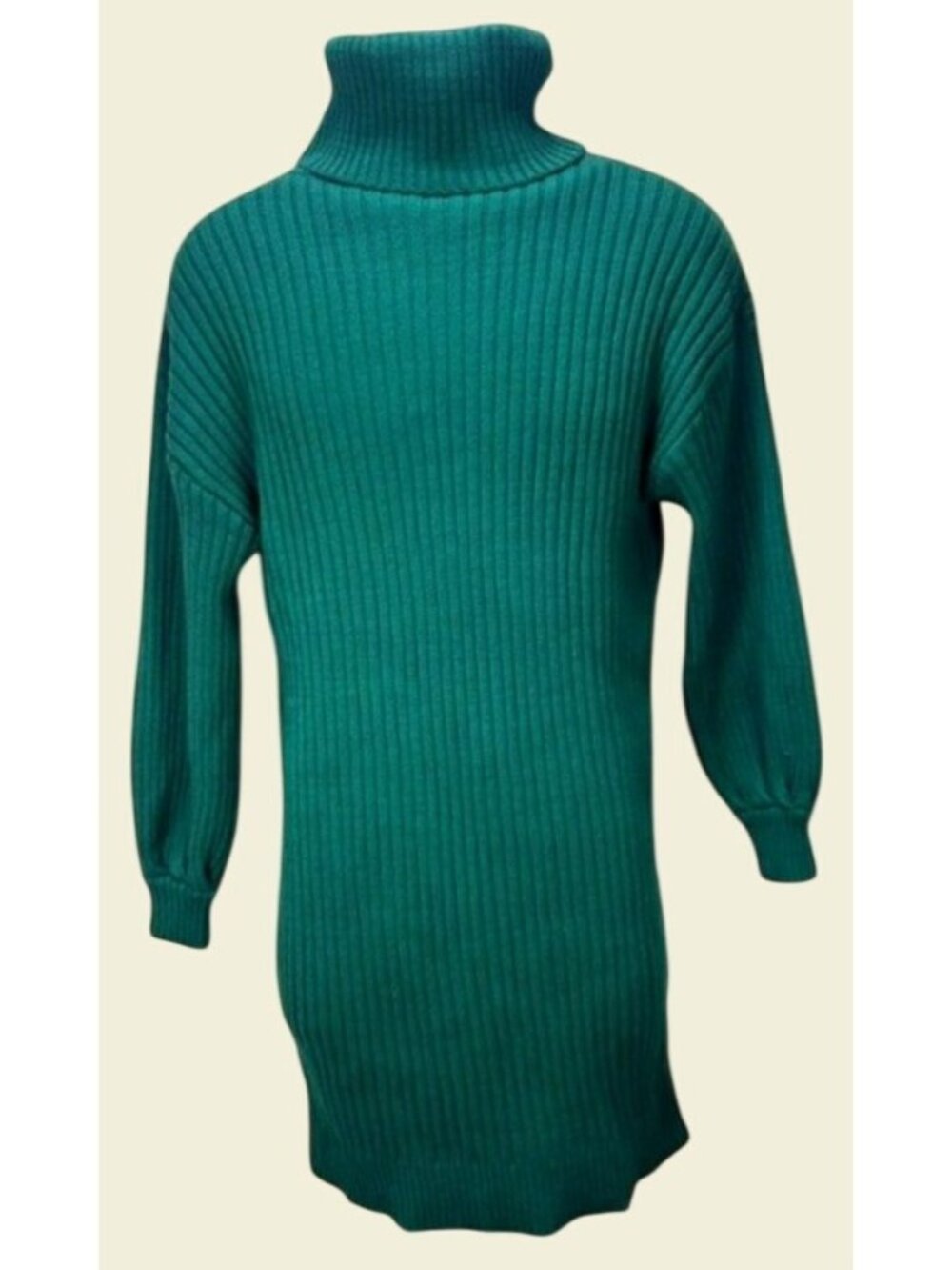 Anrabess Green Ribbed Turtleneck Sweater Tunic Size Small